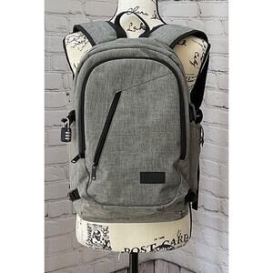 Mancro Large Gray Travel LapTop Backpack with USB Charging Port